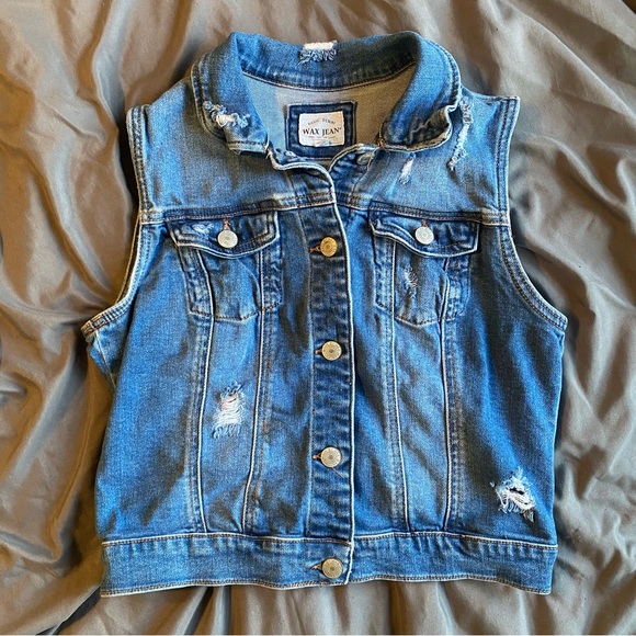LIKE NEW Wax Jean Brand Jean Vest - Picture 1 of 4
